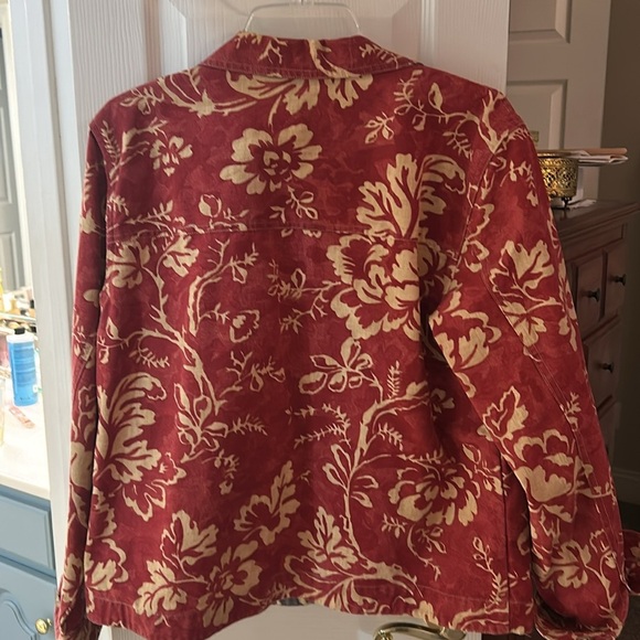 Coldwater Creek Red Denim Floral Jacket SZ L - Picture 6 of 8